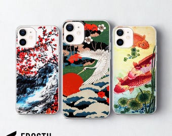 Japanese Art Phone Case Wave Koi Fish Cover for iPhone 18 Pro Max, 17, 16, 15, Samsung S26 Ultra, S25 FE, A57, A56, Pixel 11, 10