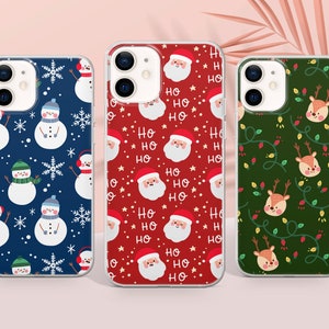 Coque de Noël pour iPhone 16 Pro Max, 15 Plus, 14, 13, 12, 11, XS et Samsung S25, S24, A56, A55, Pixel 9 Pro, 8