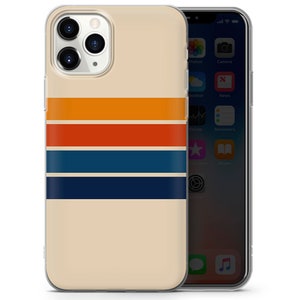 Retro Stripes Phone Case Aesthetic vintage Cover adapté pour iPhone 15 Pro Max, 14 Plus, 13, 12, 11, XR et Samsung S24, S23, A54, A53, Pixel 8 3