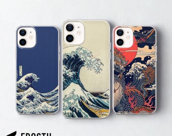 Funda para teléfono con ondas japonesas Kanagawa Wave Cover para iPhone 17 Pro Max, 16e, 15, 14, 13 y Samsung S26 Ultra, S25 FE, A57, A56, Pixel 10, 9A