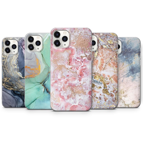 Marble Phone Case With Gold Cover Fit for iPhone 15 Pro Max, 14