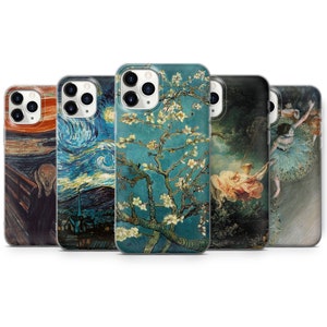 Custodia per telefono con pittura iconica, famosa cover artistica per iPhone 16 Pro Max, 15 Plus, 14, 13, 12, 11, XS e Samsung S25, S24, A56, A55, Pixel 9 Pro, 8