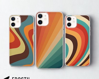 Retro Stripes Handyhülle Aesthetic Cover für iPhone 17 Pro Max, 16e, 15, 14, 13 & Samsung S26 Ultra, S25 FE, A57, A56, Pixel 10, 9A