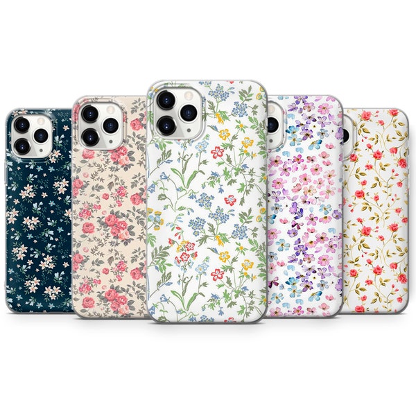 Spring Flower Phone Case Cute Floral Cover fit for iPhone 15 Pro Max, 14 Plus, 13, 12, 11, XR & Samsung S24, S23, A54, A53, Pixel 8 Pro, 7