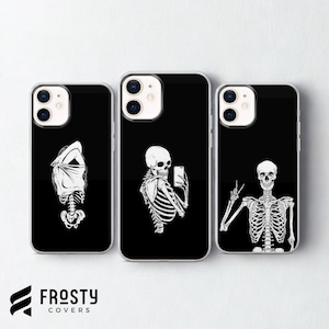 Ästhetische Skelett Handyhülle Skull Cover für iPhone 17 Pro Max, 16e, 15, 14, 13 & Samsung S26 Ultra, S25 FE, A57, A56, Pixel 10, 9A