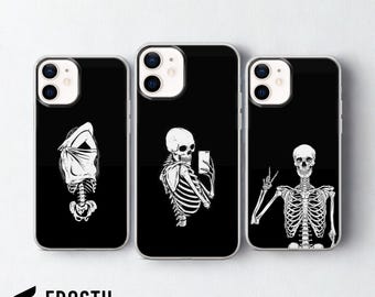 Funda gótica con diseño de esqueleto para iPhone 17 Pro Max, Samsung S26 Ultra y Google Pixel 10.