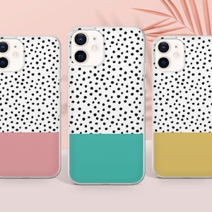 Custodia per telefono a pois, colore pastello opaco, per iPhone 16 Pro Max, 15 Plus, 14, 13, 12, 11, XS e Samsung S25, S24, A56, A55, Pixel 9 Pro, 8