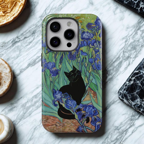 Cat Phone Case Vincent Van Gogh Cover for iPhone 17 Pro Max, 16e, 15, 14, 13 & Samsung S26 Ultra, S25 FE, A57, A56, Pixel 10, 9A