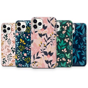Coque de portable fleurie pour iPhone 16 Pro Max, 15 Plus, 14, 13, 12, 11, XS et Samsung S25, S24, A56, A55, Pixel 9 Pro, 8