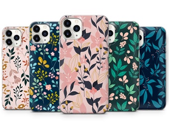 Étui de téléphone à fleurs Housse florale adaptée pour iPhone 15 Pro Max, 14 Plus, 13, 12, 11, XR et Samsung S24, S23, A54, A53, Pixel 8 Pro, 7