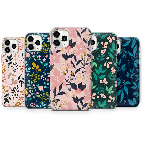 Étui de téléphone à fleurs Housse florale adaptée pour iPhone 15 Pro Max, 14 Plus, 13, 12, 11, XR et Samsung S24, S23, A54, A53, Pixel 8 Pro, 7