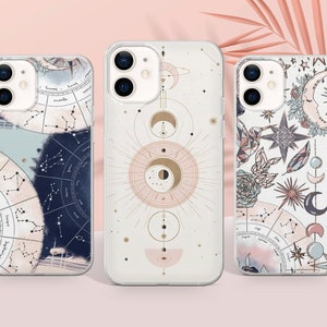 Coque de portable Astrologie pour iPhone 16 Pro Max, 15 Plus, 14, 13, 12, 11, XS et Samsung S25, S24, A56, A55, Pixel 9 Pro, 8