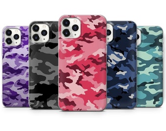 Camo Phone Case Army Camouflage Cover adapté pour iPhone 15 Pro Max, 14 Plus, 13, 12, 11, XR et Samsung S24, S23, A54, A53, Pixel 8 Pro, 7