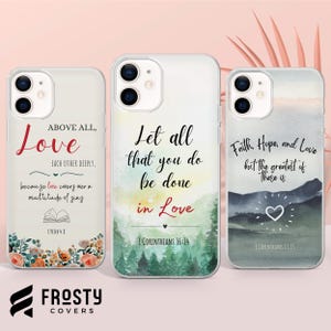 Bible Love Verses Phone Case Biblical Cover for iPhone 17 Pro Max, 16e, 15, 14, 12 & Samsung S25 Ultra, S24 FE, A56, Pixel 10 XL, 9a, 8