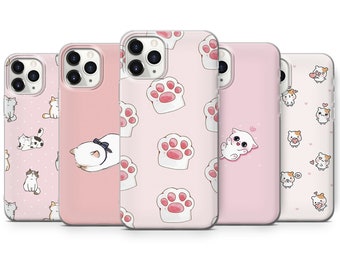 Cat Phone Case Cute Kitten Cover adapté pour iPhone 15 Pro Max, 14 Plus, 13, 12, 11, XR et Samsung S24, S23, A54, A53, Pixel 8 Pro, 7