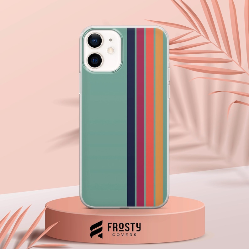 Retro Stripes Handyhülle Ästhetische Vintage Hülle für iPhone 17 Pro Max, 16e, 15, 14, 13 & Samsung S26 Ultra, S25 FE, A57, A56, Pixel 10, 9A, 9A 3