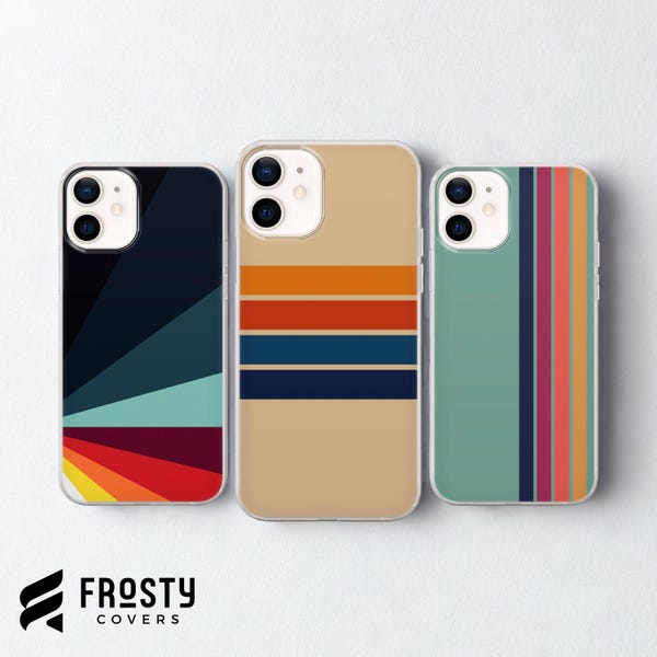 Retro Stripes Phone Case Aesthetic Vintage Cover for iPhone 17 Pro Max, 16e, 15, 14, 13 & Samsung S26 Ultra, S25 FE, A57, A56, Pixel 10, 9A