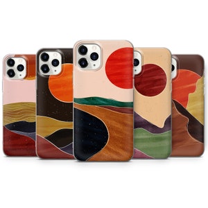 Coque de portable Mountains minimaliste pour iPhone 16 Pro Max, 15 Plus, 14, 13, 12, 11, XS et Samsung S25, S24, A56, A55, Pixel 9 Pro, 8