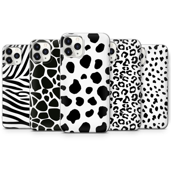 Animal Print Phone Case Cow, Leopard Cover fit for iPhone 15 Pro Max, 14 Plus, 13, 12, 11, XR & Samsung S24, S23, A54, A53, Pixel 8 Pro, 7