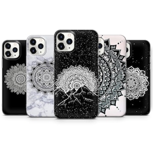 Mandala Handyhülle Linienmuster Handyhülle für iPhone 16 Pro Max, 15 Plus, 14, 13, 12, 11, XS & Samsung S25, S24, A56, A55, Pixel 9 Pro, 8