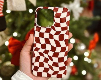 Wavy Checkerboard Phone Case, Checkered Cover for iPhone 17 Pro Max, 16e, 15, 14, 13 & Samsung S26 Ultra, S25 FE, A57, A56, Pixel 10, 9A