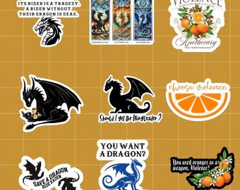 Paquete de pegatinas brillantes inspiradas en Fourth Wing - Dragón y sarcasmo, 44 piezas