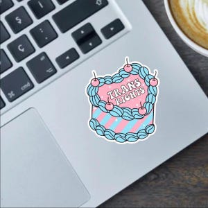 Trans Rights Heart Cake sticker,  Bumper Sticker or Magnet - Transgender Lives Matter Design, 2.5&quot; Vinyl Decal,  pride gift