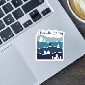 Adesivo Asheville Strong de 2,5 polegadas, adesivo de para-choque e ímã de geladeira - todos os lucros vão para os esforços de ajuda de Asheville NC - montanhas Blue Ridge