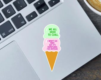 Pegatina de helado divertida: calcomanía sarcástica para portátil o botella de agua