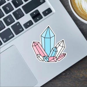 Trans Flag Color Crystals sticker,  Bumper Sticker or Magnet - Subtle Trans Lives Matter Design, 2.5&quot; Vinyl Decal,  pride gift  crystal girl