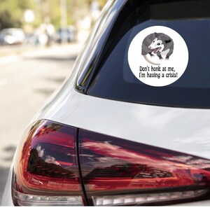 Adesivo de para-choque engraçado de gambá gritando - Adesivo de 5" para carros - Melhor amiga, por favor, deixe-me fundir/ Não buzine para mim enquanto estou em crise!