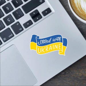 Stand with Ukraine - Adhesivo e imán de 2,5" - Paz para Ucrania Presidente Zelenskyy - Imanes políticos y calcomanías de vinilo para botellas de agua