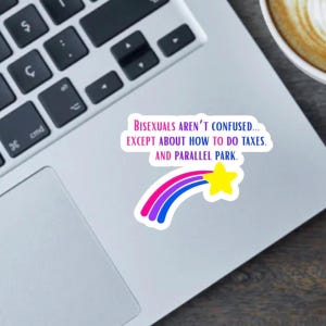 Bissexuais não se confundem, adesivo engraçado de orgulho bi de 2,5 polegadas, adesivo de para-choque ou ímã de geladeira - Presentes para o mês do orgulho, bandeiras do orgulho