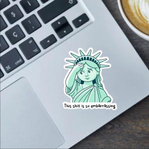 Essa merda é tão vergonhosa! Adesivo da Estátua da Liberdade de 6 cm, adesivo para para-choque + ímã | Adesivo dos Direitos das Mulheres | FDT Foda-se Donald Trump