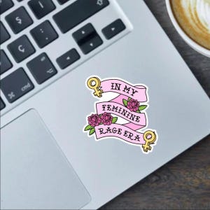 In My Feminine Rage Era 2,5-Zoll-Aufkleber, Autoaufkleber und Magnet | Frauenrechte-Aufkleber für Sie - Lustiges Frauenrechte-Design