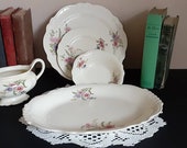5 piece set of antique Homer Laughlin quot Virginia Rose quot dinnerware Decorative China Dining Room Decor Kitchen Decor Shop Decor Prop Decor