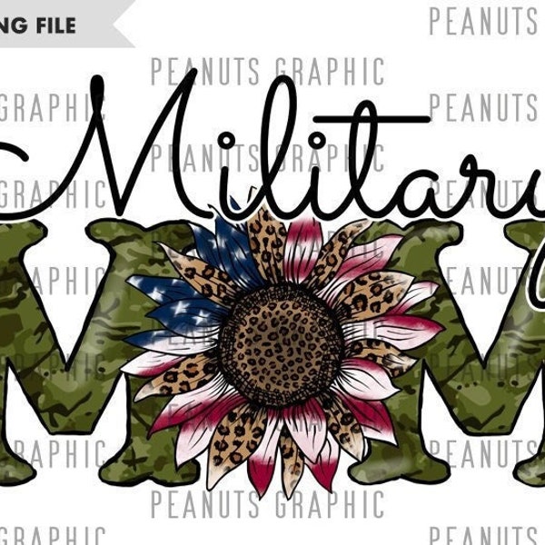 Military Mom PNG Sublimation Design, Army Mom, Sunflower mom, American mom, Digital Download