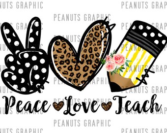 Download Peace Love Teach Svg Etsy