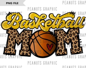 Basketball Mom PNG, Sublimation Design, Basketball Mama, Leopard, Yellow, Digital Download, Clipart, templates, Printable