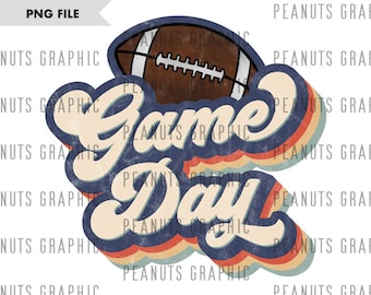Retro Football Game Day PNG-sublimatieontwerp, vintage, distressed, digitale download, clipart, sjablonen, afdrukken