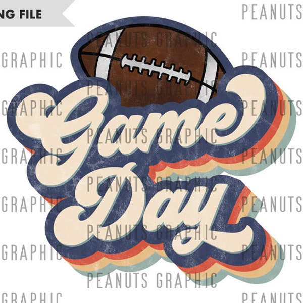 Retro Football Game Day PNG Sublimation Design, Vintage, Distressed, Digital Download, Clipart, templates, Print