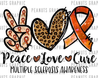 Paz amor cura PNG, Diseño de sublimación, Conciencia de esclerosis múltiple Png, Leopardo, Guepardo, Descarga digital, plantillas, Imprimir