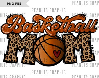 Basketball Mom PNG, Sublimation Design, Basketball Mama, Leopard, Orange, Digital Download, Clipart, templates, Printable