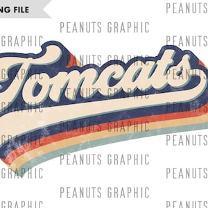 Retro Tomcats PNG Sublimation Design, Vintage, Distressed, Blue Red Yellow Green, Clipart, templates, Print, Digital Download