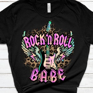 Rock N Roll Babe PNG, Rock and Roll Sublimation Design, Rock Guitar
