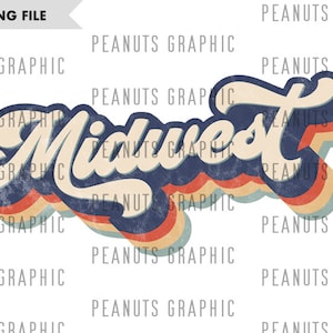 Retro Midwest PNG Sublimation Design, Vintage, Distressed, Digital Download, Clipart, templates, Print