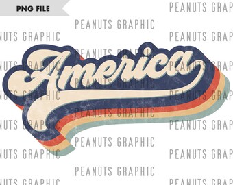 Retro America PNG Sublimation Design, Vintage, Distressed, Digital Download, Clipart, Templates, Print