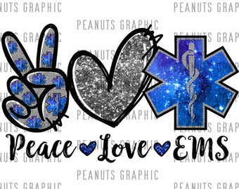 Peace love EMS PNG, Ems png, Sublimation Design Print, Silver, Digital Download, Shirt, Clipart, templates