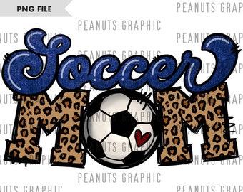 Fußball Mutter PNG, Sublimationsdesign, Fußball Mutter, Mama, Leopard, Blau, digitaler Download, Clipart, Vorlagen, bedruckbar