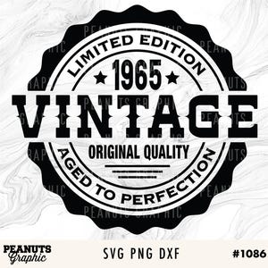 60th Birthday svg, Vintage 1965 svg, Aged to Perfection svg Printable, Cricut Silhouette Cut file, Digital Download